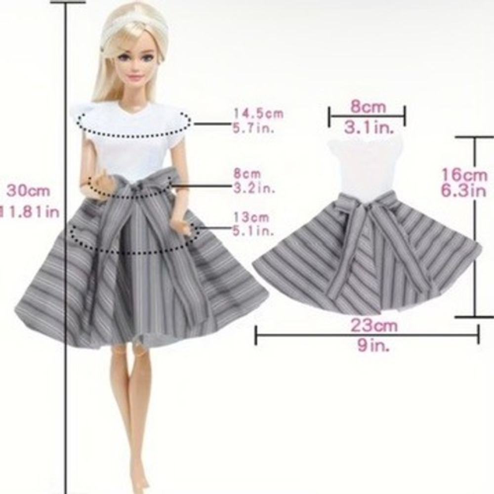 5pcs Retro Style Dress Outfit Clothing Accessories For 11.5 in Fashion Doll - Picture 3 of 9